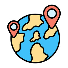 World Location Line Color Icon