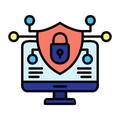 Website Security Line Color Icon