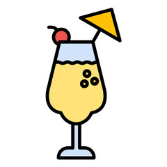 Cocktail Line Color Icon