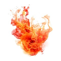 Fire with smoke element on white background Generative AI
