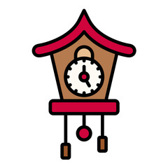 Cuckoo Clock Line Color Icon