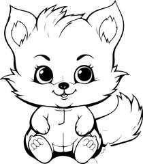 Cute little animal black & white vector illustration for coloring book isolated on white background