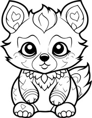 Cute little animal black & white vector illustration for coloring book isolated on white background
