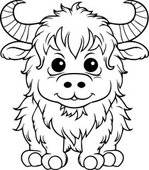 Cute little animal black & white vector illustration for coloring book isolated on white background