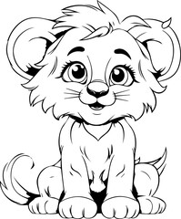 Fototapeta premium Cute little animal black & white vector illustration for coloring book isolated on white background