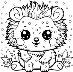 Cute little animal black & white vector illustration for coloring book isolated on white background