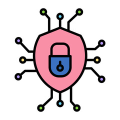 Data Security Line Color Icon