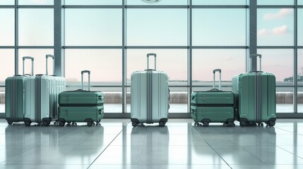 Fototapeta na wymiar Suitcases in airport. Travel concept. 3d rendering Generative AI