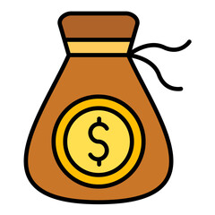 Money Bag Line Color Icon