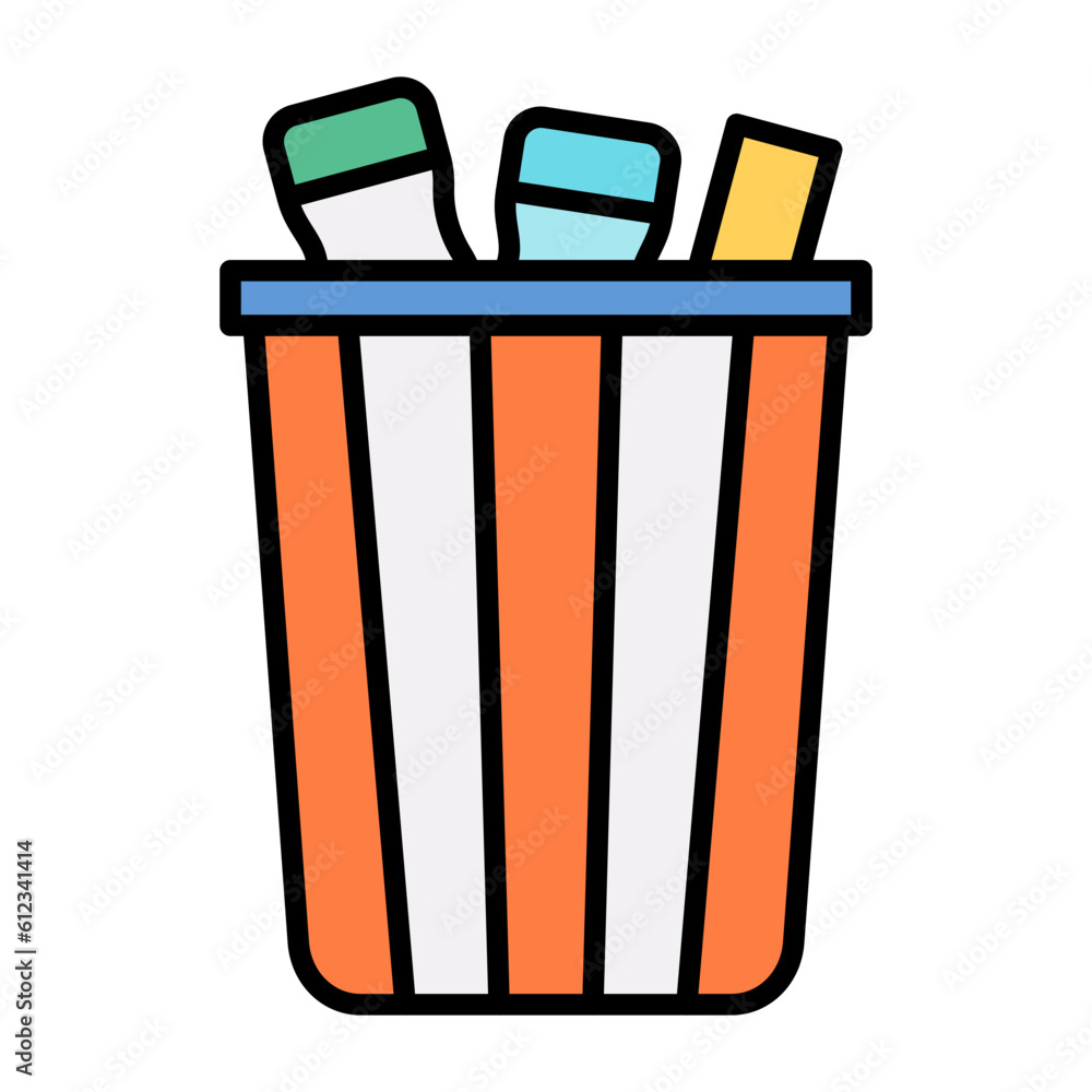 Poster garbage line color icon