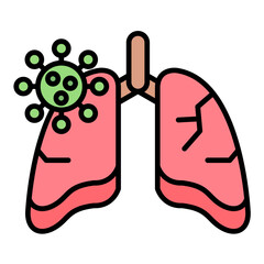 Lungs Infection Line Color Icon