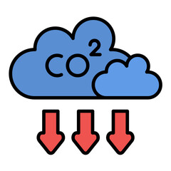Carbondioxide Line Color Icon
