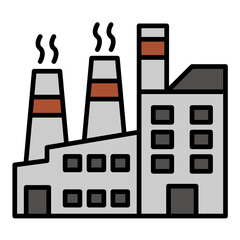 Factory Pollution Line Color Icon