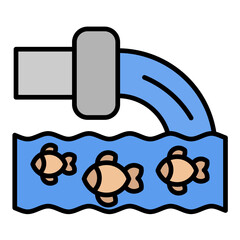 Ocean Waste Line Color Icon