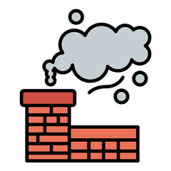 Chimney Pollution Line Color Icon