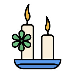 Spa Candle Line Color Icon