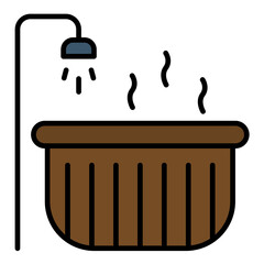 Hot Tub Line Color Icon