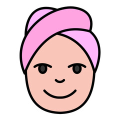 Head Towel Line Color Icon