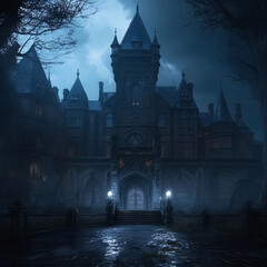 Fototapeta na wymiar old gothic castle in the night