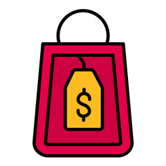 Shopping Price Line Color Icon