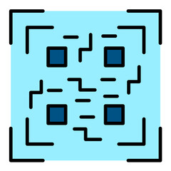 QR Code Scan Line Color Icon
