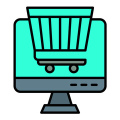 Online Shopping Line Color Icon