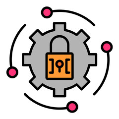 Security Settings Line Color Icon