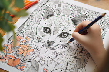 cat, coloring, illustration, animal illustration, coloring