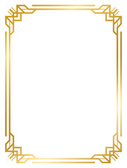 Art Deco gold frame vintage frame line geometric wedding label card frame png transparent background
