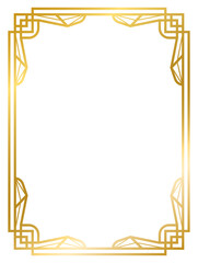 Art Deco gold frame vintage frame line geometric wedding label card frame png transparent background
