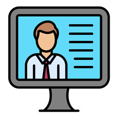 Online Lecture Line Color Icon