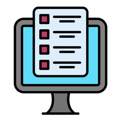 Online Exam Line Color Icon