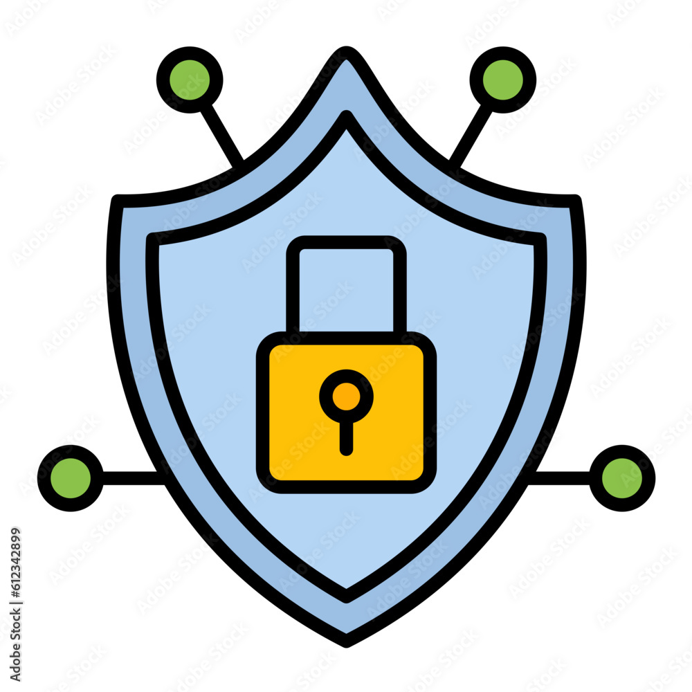 Poster security network line color icon