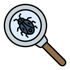 Bug Search Line Color Icon