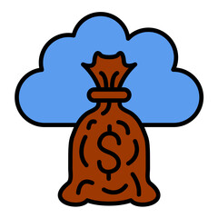 Cloud Money Line Color Icon