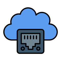 Cloud Ethernet Line Color Icon