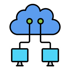 Cloud Networking Line Color Icon