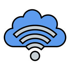 Fototapeta premium Cloud Wifi Line Color Icon