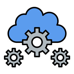 Cloud Setting Line Color Icon