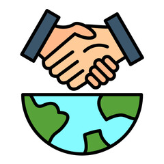 Naklejka premium Global Deal Line Color Icon