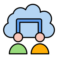Cloud Users Line Color Icon