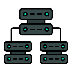 Multiple Servers Line Color Icon