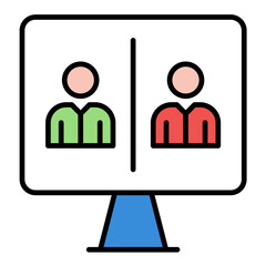 Video Conference Line Color Icon