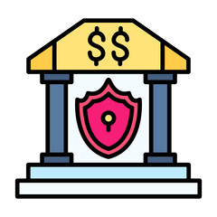 Bank Security Line Color Icon