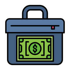Cash Suitcase Line Color Icon