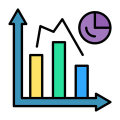 Bar Graph Line Color Icon