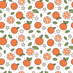 Orange seamless pattern. Organic healthy fruit background