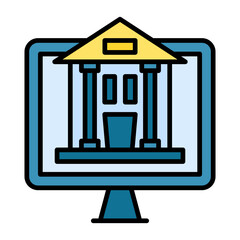 Internet Banking Line Color Icon