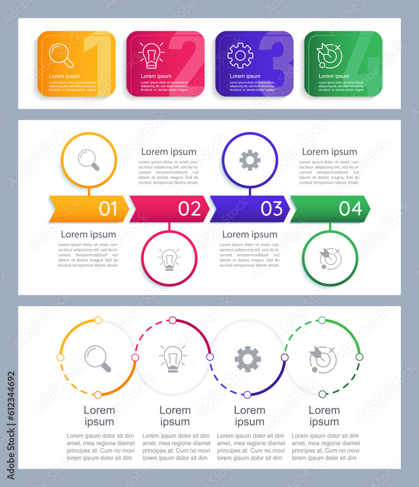 Poster solution infographic chart design template set. editable infochart with icons. instructional graphic