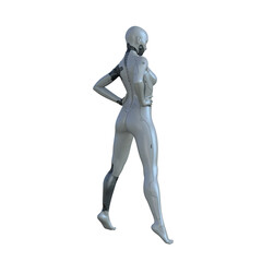 The ultimate gynoid robot women for futuristic science fiction scenes. 3d rendering illustration.